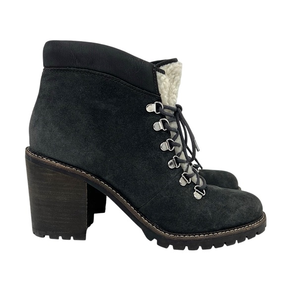 SOLD! DOLCE VITA Post Faux Shearling-Trim Suede Booties - Picture 4 of 12